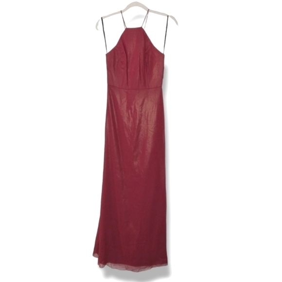 NWT After Six Halter Dress in Merlot Sparkle - Picture 4 of 7